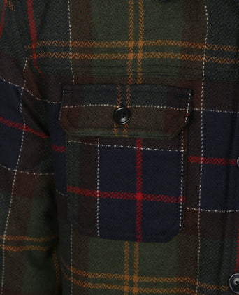 Overshirt wool blend ruit willberry olive