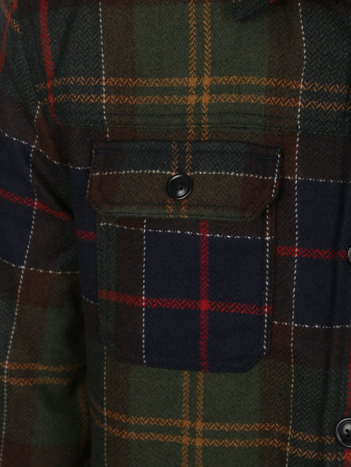 Barbour overshirt wool blend ruit willberry olive | Regular-fit