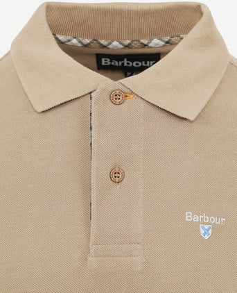 Tartan pique polo beige