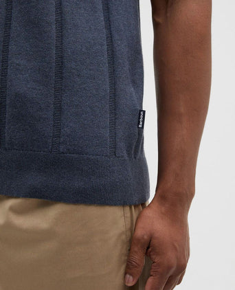 Wellburn knitted polo donkerblauw