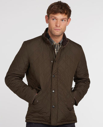 Barbour quilted jas powell olijf