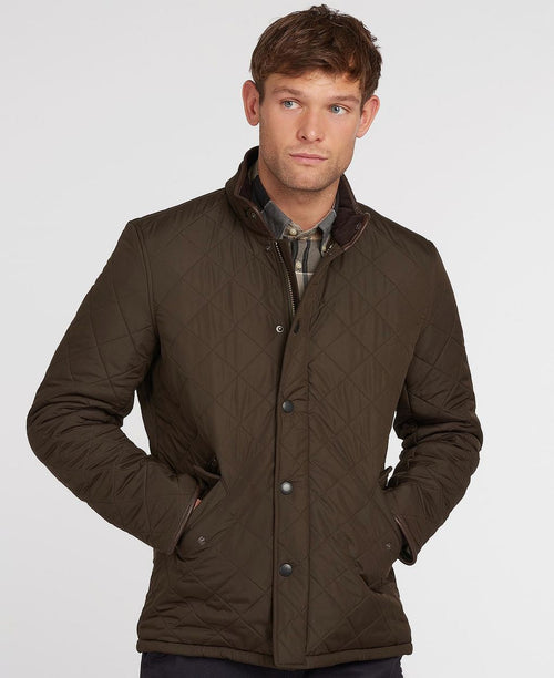 Barbour quilted jas powell olijf