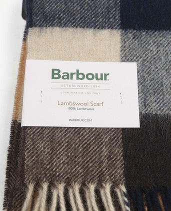 Barbour sjaal tattersall donkerblauw beige