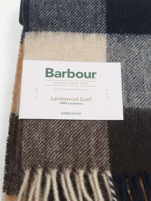 Barbour sjaal tattersall donkerblauw beige