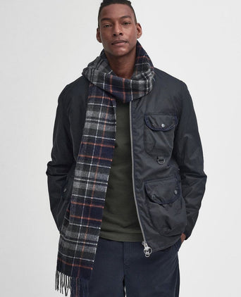 Barbour sjaal tartan lamswol grijs