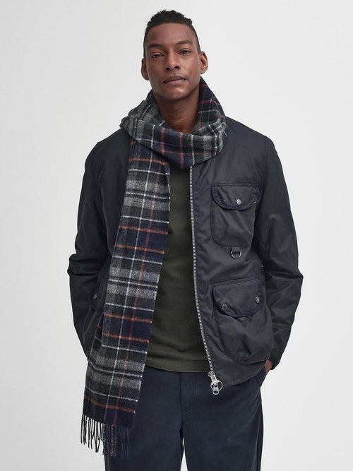 Barbour sjaal tartan lamswol grijs