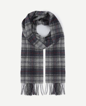 Sjaal tartan lamswol grijs