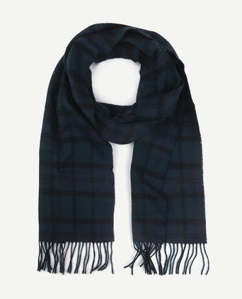 Sjaal tartan lamswol klassiek donkerblauw