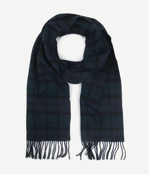 Sjaal tartan lamswol klassiek donkerblauw