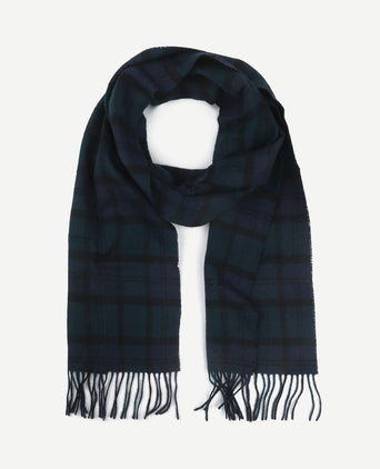 Sjaal tartan lamswol klassiek donkerblauw
