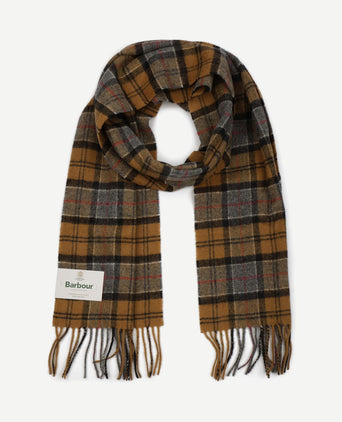 Sjaal tartan lamswol lichtbruin