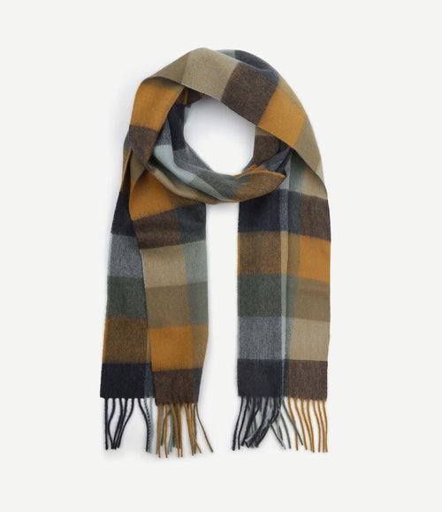 Sjaal tattersall blauw beige