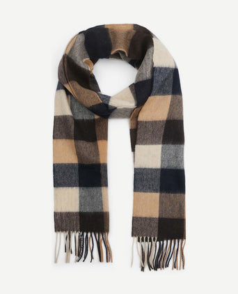 Barbour sjaal tattersall donkerblauw beige