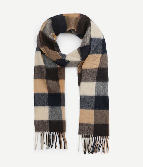 Sjaal tattersall donkerblauw beige