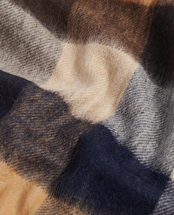 Barbour sjaal tattersall donkerblauw beige