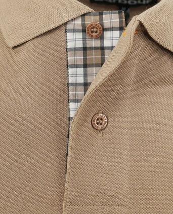 Tartan pique polo beige