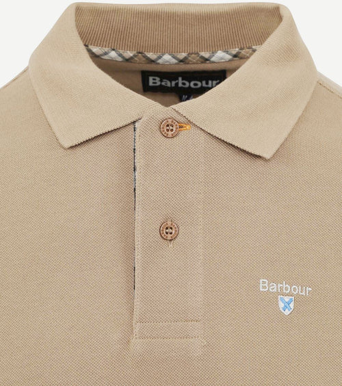 Barbour tartan pique polo beige