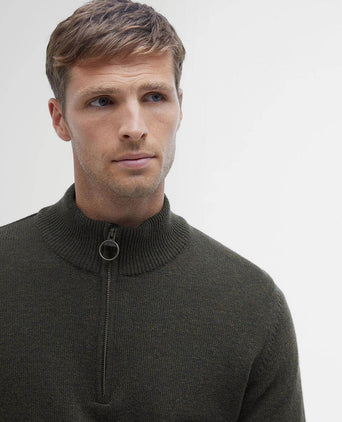 Barbour halve rits trui wol olive | Regular-fit