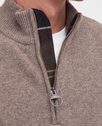 Barbour halve rits trui wol taupe | Regular-fit