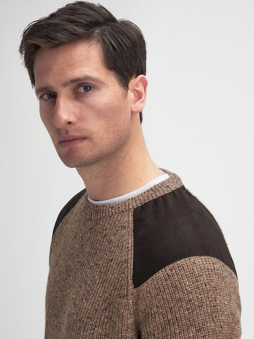 Barbour trui raisthorpe lamswol beige | Regular-fit