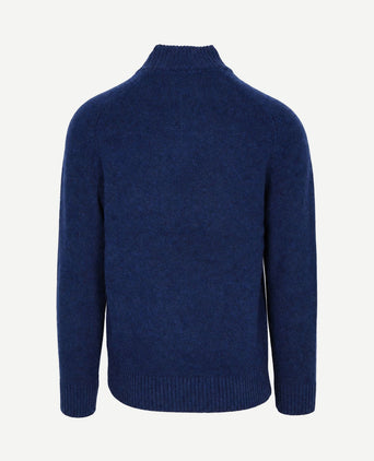 Newtown halve rits trui wol ink blue