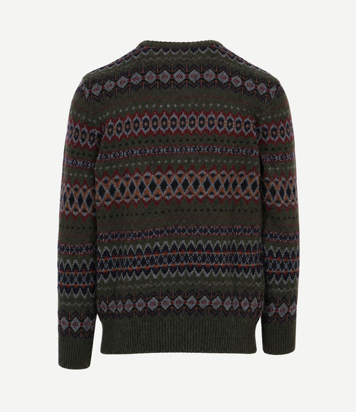 Fairisle trui wol donkergroen