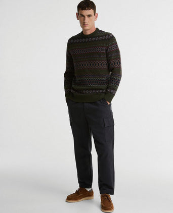 Fairisle trui wol donkergroen