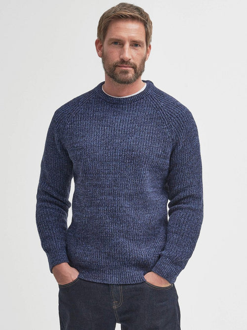 Barbour trui lamswol knitted donkerblauw | Regular-fit