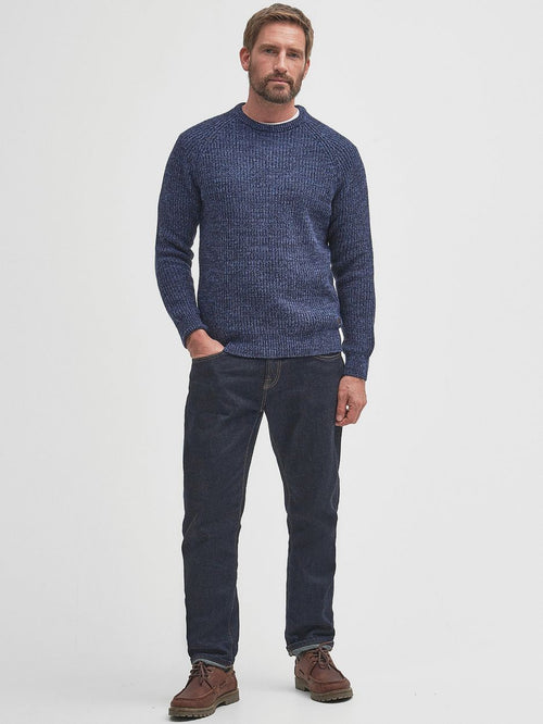 Barbour trui lamswol knitted donkerblauw | Regular-fit