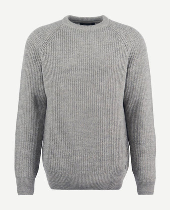 Barbour trui lamswol knitted stone grijs | Regular-fit