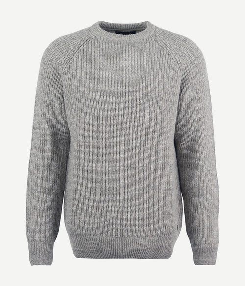 Barbour trui lamswol knitted stone grijs | Regular-fit