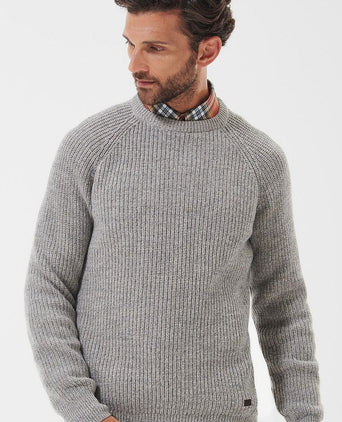 Barbour trui lamswol knitted stone grijs | Regular-fit