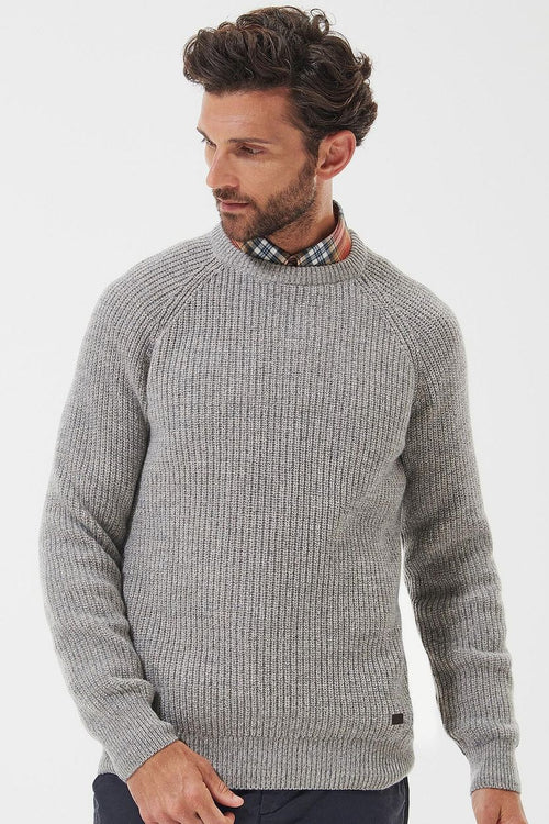 Barbour trui lamswol knitted stone grijs | Regular-fit