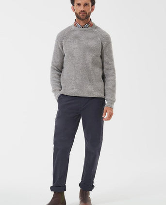 Barbour trui lamswol knitted stone grijs | Regular-fit
