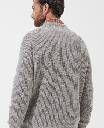 Barbour trui lamswol knitted stone grijs | Regular-fit