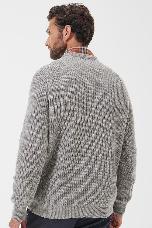 Barbour trui lamswol knitted stone grijs | Regular-fit