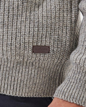 Barbour trui lamswol knitted stone grijs | Regular-fit
