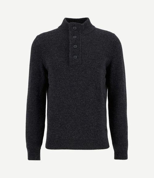 Trui wol patch antraciet