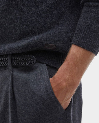 Trui wol patch antraciet
