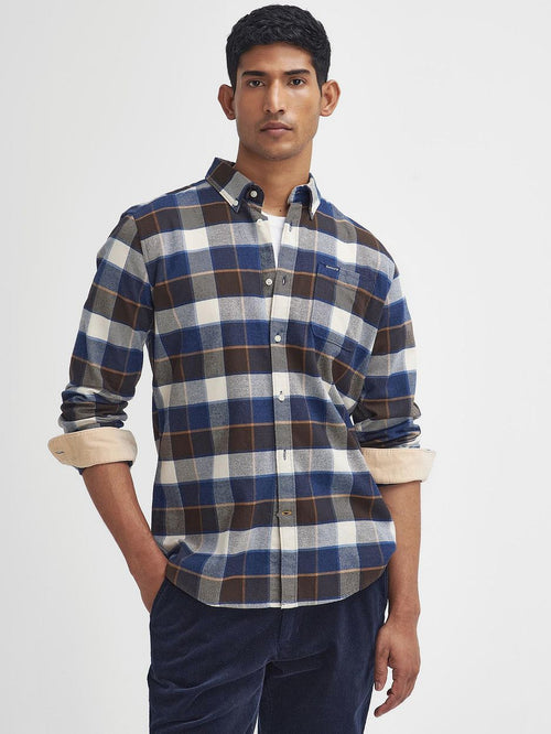 Barbour valley overhemd ruit bruin blauw