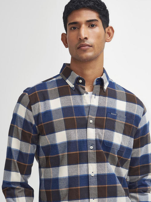 Barbour valley overhemd ruit bruin blauw