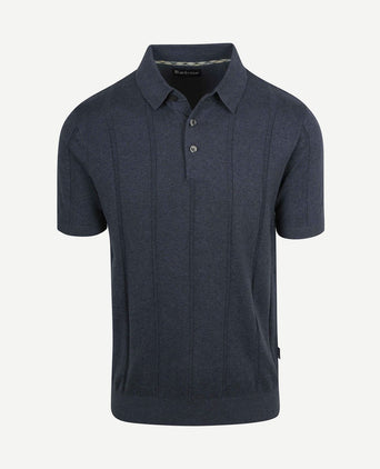 Wellburn knitted polo donkerblauw
