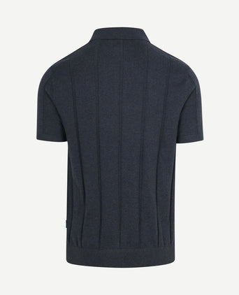 Wellburn knitted polo donkerblauw
