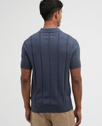 Wellburn knitted polo donkerblauw