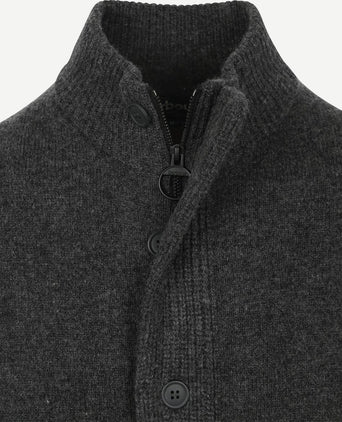 Barbour zip vest lamswol patch antraciet | Regular-fit