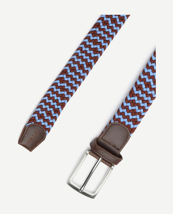 Suitable geweven riem bruin blauw