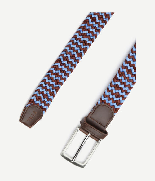 Suitable geweven riem bruin blauw
