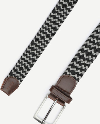 Suitable geweven riem antraciet zwart