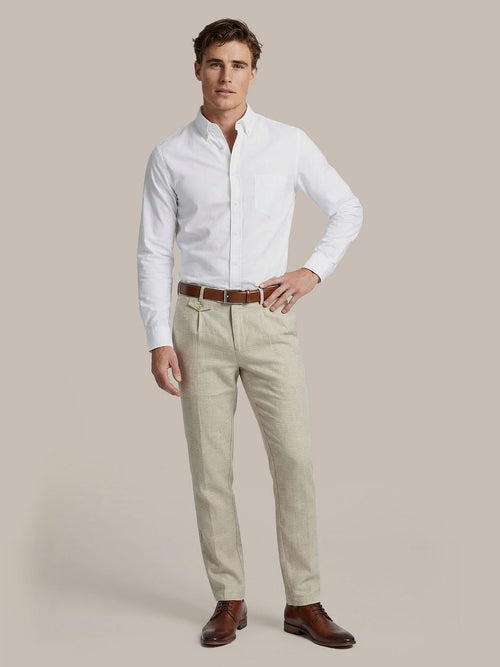 Chino Pico pleat cotton linen pepita beige