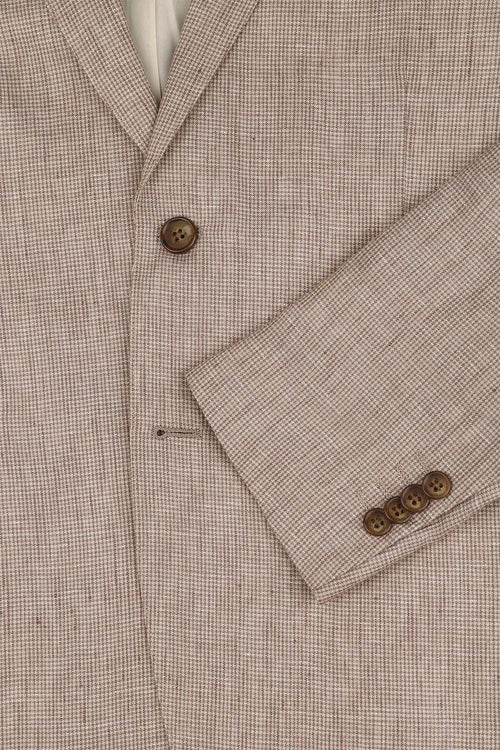Blazer pepita linnen beige